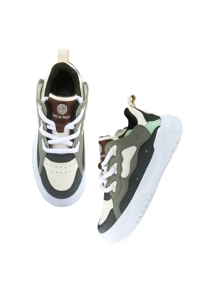 Bacca Bucci Olive White OG TerraForge Low-Top Series bold Street-Ready Sneakers for Men | Best Price UAE